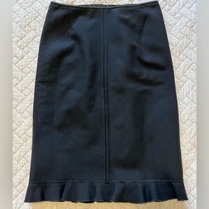 LOUIS VUITTON 100% LAINE WOOL 100% SOIE SILK LINED KNEE LENGTH SKIRT WITH RUFFLE